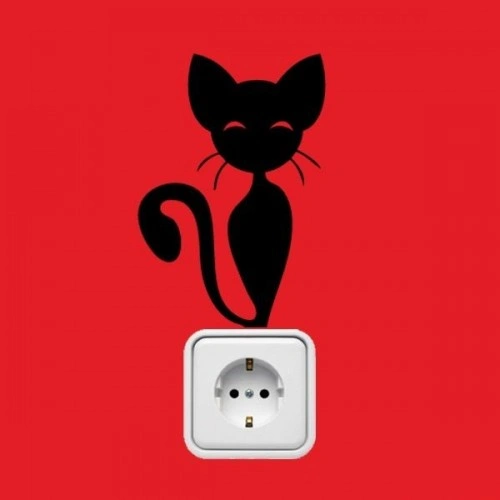 شابلون دیواری حاشیه گربه روی کلید کد 313