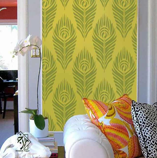 شابلون دیواری پر طاووس کد 823