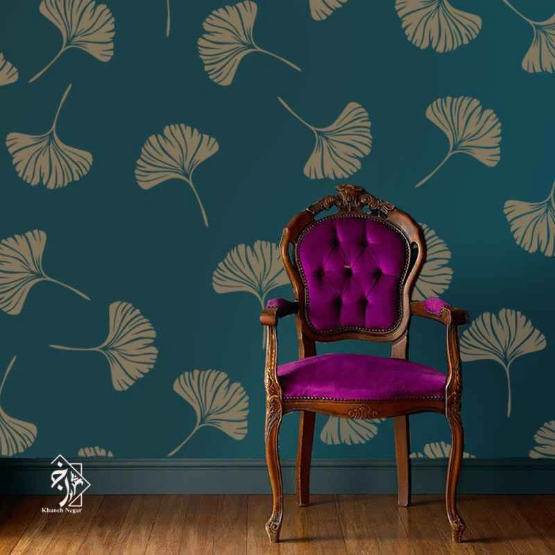 شابلون دیواری برگ جینکو کد 665