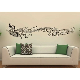 شابلون دیواری پروانه و نت موسیقی کد 818