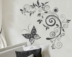 شابلون دیواری گل و پروانه کد 347, - Wall Stencil Flower Butterfly Code 347,