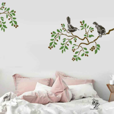 شابلون دیواری پرنده و شاخه کد 352 - Wall Stencil Code 352